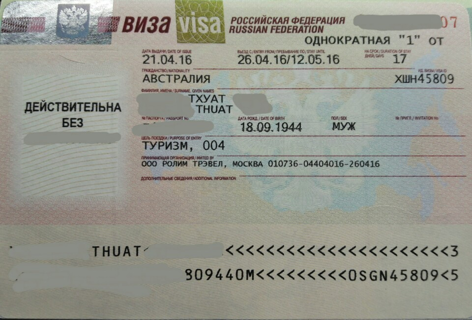 Những thủ tục quan trọng trong việc xin visa Nga